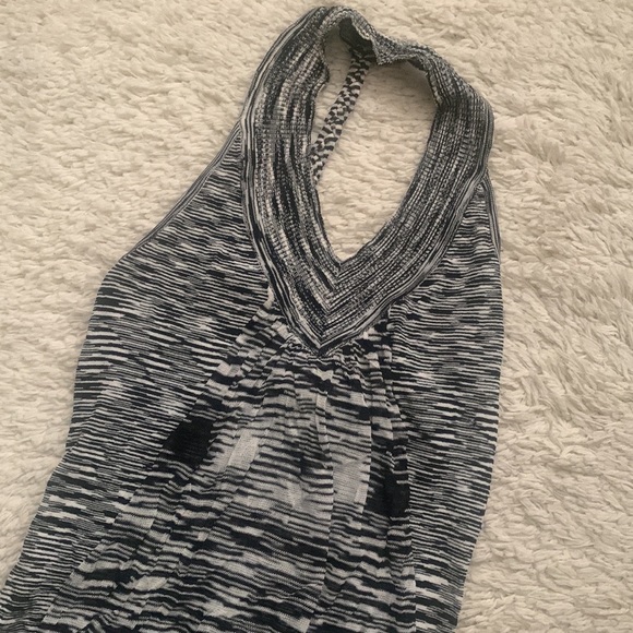 Y2k bebe black white space dye studded T back Drape Front tank top - Picture 3 of 5